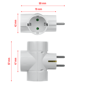 Schuko električni razdjelnik, 3 utičnice bijela DPM SP907W