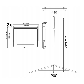Reflektor radni SET 2x50W 6000K 7000lm IP65 sa stalkom DPM ST2X50