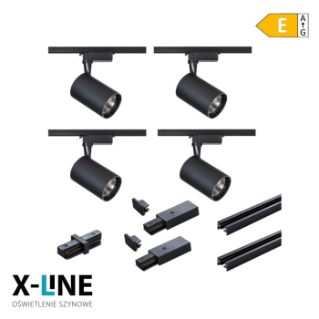 Tračna rasvjeta set od 4 x 15W crna X-LINE STR-4X15W-B