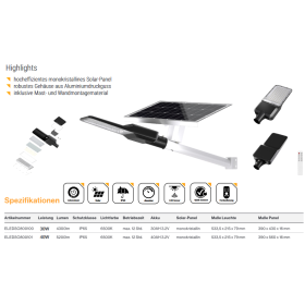 Solarna ulična svjetiljka PRO 40W 6500K 5200lm IP65 ENOVALITE ELEDSO800101