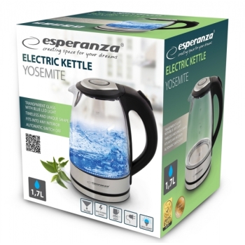 Električni stakleno kuhalo za vodu s led svjetlom YOSEMITE 1,7L ESP EKK012