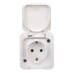 Priključnica PC16A/250V 2P+E IP44 bijela montaža na zid 462C.2
