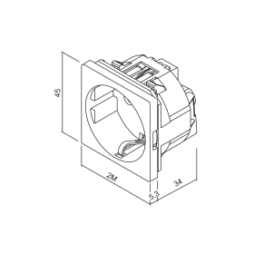 Utičnica schuko +KS 2P+E 16A 250V sa zaštitom od dodira bijela 740501.2