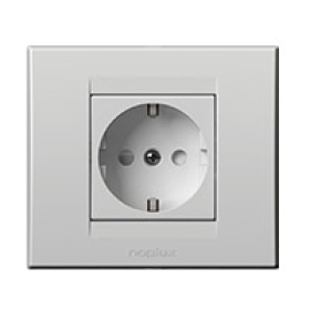 Priključnica dvopolna 2P+E 16A 250V sa plastičnom jezgrom i zaštitom od slučajnog dodira bijela 842011,2