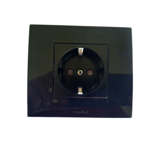 Priključnica dvopolna 2P+E 16A 250V sa plastičnom jezgrom i zaštitom od slučajnog dodira crna 842013C.2 Priključnica dvopolna 2P+E 16A 250V sa plastičnom jezgrom i zaštitom od slučajnog dodira crna 842013C.2