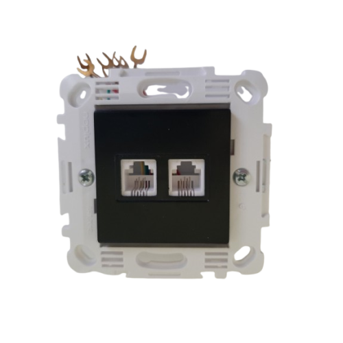 Dupla telefonska priključnica RJ11 6/4 crna 844403C.2 Dupla telefonska priključnica RJ11 6/4 crna 844403C.2