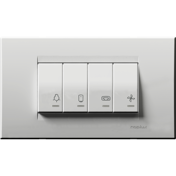 Sklopka za kupaonicu sa indikatorom za četiri neovisna kruga 2x10AX/2x16AX 250V (svijetlo, grijalica, bojler, ventilator) univerzalna 4M bijela 900501,2