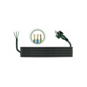 Kabel za kućanske aparate H05RR-F 3x2,5mm 3m sa gumenim utikačem crniD.3527