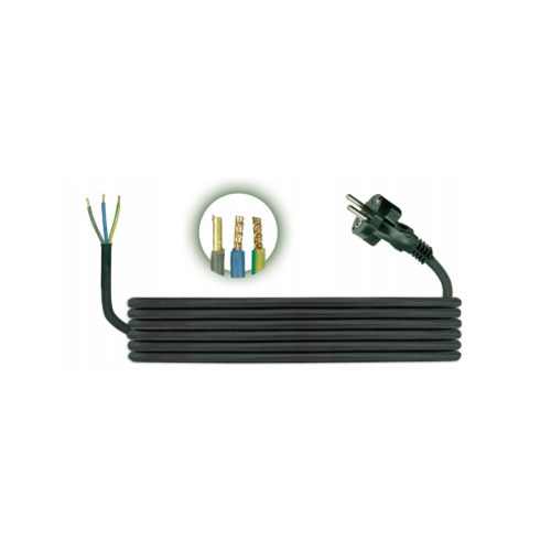 Kabel za kućanske aparate H05RR-F 3x2,5mm 1,5m sa gumenim utikačem crni D.3526
