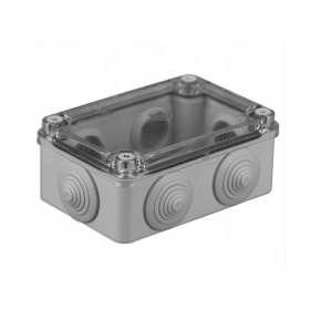 Kutija razvodna nadžbukna 120x80x50mm 6 uvoda siva sa prozirnim poklopcem S-BOX 206-P