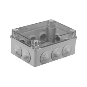 Kutija razvodna nadžbukna 150x110x70mm 10 uvoda siva sa prozirnim poklopcem S-BOX 306-P