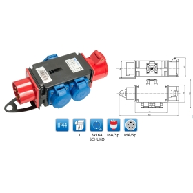 Prijenosni sklopni uređaj - razdjelna ploča 1x16A5p/1x16A5p;3x250V B.MINI-3S