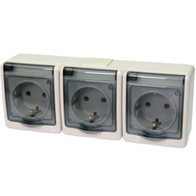Utičnica schuko OG 3x2P+Z IP44 D.3115SGGG/1