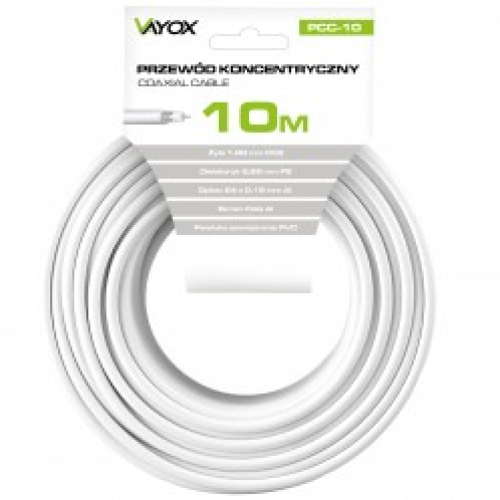 Kabel koaksijalni RG6U CCS 1mm 10m bijeli VAYOX PCC-10