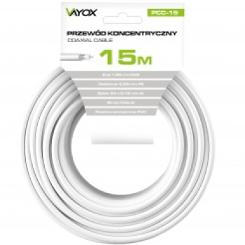 Kabel koaksijalni RG6U CCS 1mm 15m bijeli VAYOX PCC-15
