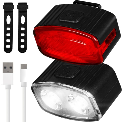 Set svjetala za bicikle prednje 2*LED + stražnje 12*LED VA0155
