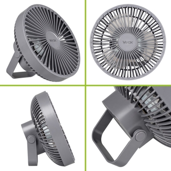 Ventilator stolni 2W s baterijom i svjetiljkom 6xSMD sivi Vayox VA0337G
