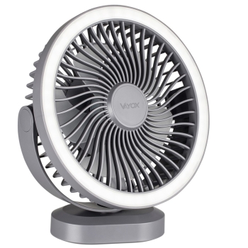 Ventilator stolni 3W s baterijom i svjetiljkom 48xSMD sivi Vayox VA0338G