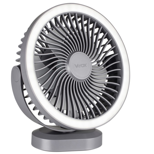 Ventilator stolni 3W s baterijom i svjetiljkom 48xSMD sivi Vayox VA0338G