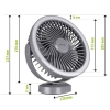 Ventilator stolni 3W s baterijom i svjetiljkom 48xSMD sivi Vayox VA0338G
