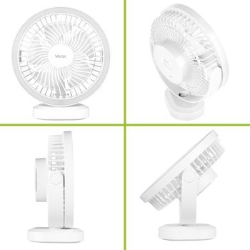 Ventilator stolni 3W s baterijom i svjetiljkom 48xSMD bijeli Vayox VA0338W