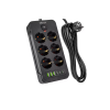 Prenosiva utičnica 6xSchuko sa prekidačem 10A, 3xUSB-A, 3xUSB-C, crna, kabel 2m VA0465B-2 Prenosiva utičnica 6xSchuko sa prekidačem 10A, 3xUSB-A, 3xUSB-C, crna, kabel 2m VA0465B-2