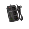 Prenosiva utičnica 3xSchuko sa prekidačem 10A, 3xUSB-A, 3xUSB-C, crna, kabel 2m VA0468B-2 Prenosiva utičnica 3xSchuko sa prekidačem 10A, 3xUSB-A, 3xUSB-C, crna, kabel 2m VA0468B-2