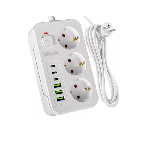 Prenosiva utičnica 3xSchuko sa prekidačem 10A, 3xUSB-A, 3xUSB-C, bijela, kabel 2m VA0468W-2 Prenosiva utičnica 3xSchuko sa prekidačem 10A, 3xUSB-A, 3xUSB-C, bijela, kabel 2m VA0468W-2