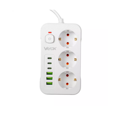 Prenosiva utičnica 3xSchuko sa prekidačem 10A, 3xUSB-A, 3xUSB-C, bijela, kabel 5m VA0468W-5