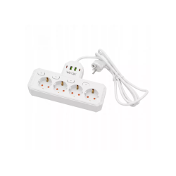 Prenosiva utičnica 4xSchuko sa prekidačem 10A, 2xUSB-A, 2xUSB-C, bijela, kabel 2m VA0469W-2