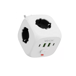 Električni razdjelnik s prekidačem, 3xSchuko utičnice, 2xUSB-A, 2xUSB-C bijela VA0472W