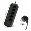 Prenosiva utičnica 5xSchuko sa prekidačem 10A, 4xUSB-A, 1xUSB-C, crna, kabel 3m VA0473B-3 Prenosiva utičnica 5xSchuko sa prekidačem 10A, 4xUSB-A, 1xUSB-C, crna, kabel 3m VA0473B-3