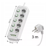 Prenosiva utičnica 5xSchuko sa prekidačem 10A, 4xUSB-A, 1xUSB-C, bijela, kabel 3m VA0473W-3 Prenosiva utičnica 5xSchuko sa prekidačem 10A, 4xUSB-A, 1xUSB-C, bijela, kabel 3m VA0473W-3