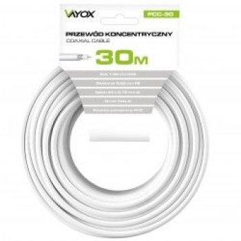 Kabel koaksijalni RG6U CCS 1mm 30m bijeli VAYOX PCC-30