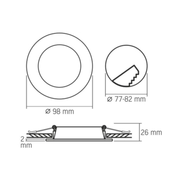 Panel LED ugradbeni okrugli VIDEX-DOWNLIGHT-LED-DLBR-044-4W-NW 