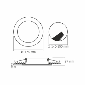 Panel LED ugradbeni okrugli VIDEX-DOWNLIGHT-LED-DLBR-124-Crno-12W-NW 