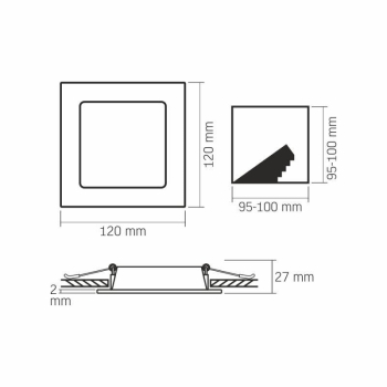 Panel LED ugradbeni kvadratni VIDEX-DOWNLIGHT-LED-DLBS-064-6W-NW 
