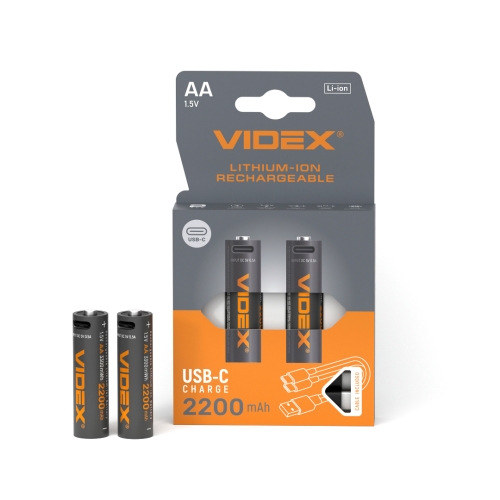 Lithium punjiva baterija AA +USB-C port 2pcs/pack VIDEX LIR6C/AA/2B/1.5V/2200 Lithium punjiva baterija AA +USB-C port 2pcs/pack VIDEX LIR6C/AA/2B/1.5V/2200