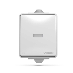 Vanjski prekidač jednostruki sa LED osvjetljenjem IP65 Siva VIDEX BINERA VF-BNW11L-G