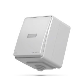 Vanjski prekidač jednostruki sa LED osvjetljenjem IP65 Siva VIDEX BINERA VF-BNW11L-G