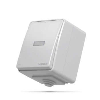Vanjski prekidač jednostruki sa LED osvjetljenjem IP65 Siva VIDEX BINERA VF-BNW11L-G
