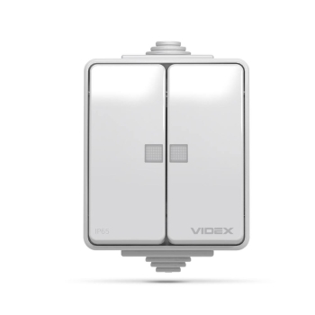 Vanjski prekidač dvostruki sa LED osvjetljenjem IP65 Siva VIDEX BINERA VF-BNW12L-G