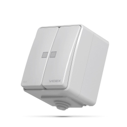 Vanjski prekidač dvostruki sa LED osvjetljenjem IP65 Siva VIDEX BINERA VF-BNW12L-G