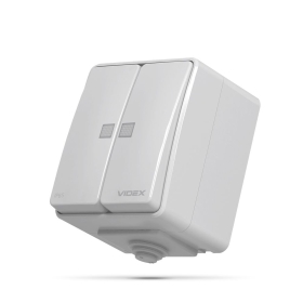 Vanjski prekidač dvostruki sa LED osvjetljenjem IP65 Siva VIDEX BINERA VF-BNW12L-G