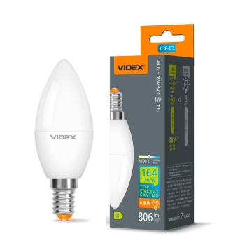 Žarulja LED 4,9W 4100K 806lm E14 C37h IP20 VIDEX VL-C37h-49144