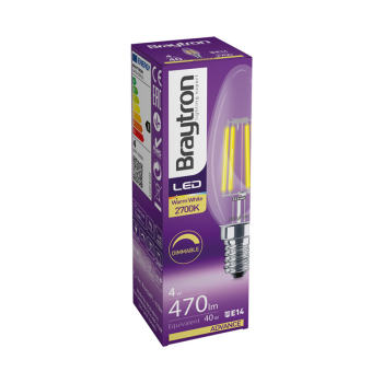 Žarulja LED 4W 2700K 470lm E14 C35 CLR IP20 filament dimabilna BRAYTRON BA36-60410