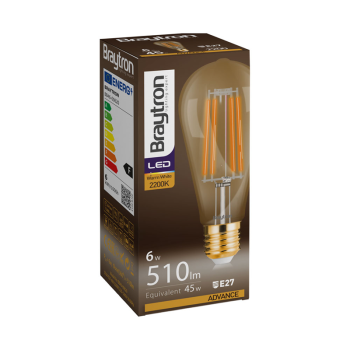 Žarulja LED 6W 2200K 540lm E27 ST64 IP20 amber filament BRAYTRON BB46-00620
