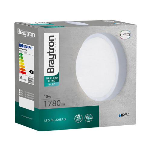 Zidna svjetiljka 18W 6500K 1780lm fi200mm IP54 bijela BRAYTRON BC17-01230