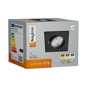 Stropna svjetiljka 7W 3CCT 630lm 85x85 IP20 ugradbena kvadratna SPOT crna BRAYTRON BD02-10781