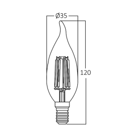 Žarulja LED 4W 2700K 470lm E14 C35T CLR IP20 filament BRAYTRON BA35-00410